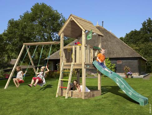 Jungle Club | Wooden climbing frame with double swing