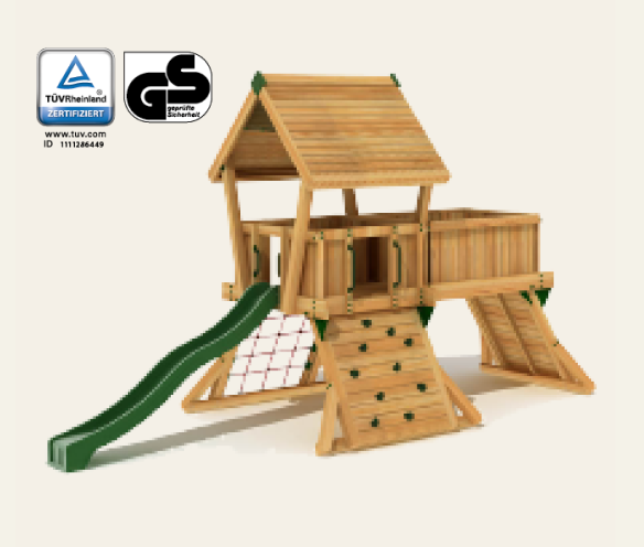 Commercial climbing frame with slide