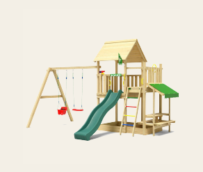 Garden climbing frame with swing and slide